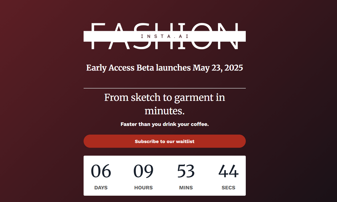 FashionInsta.AI Early Access Beta Launch Announcement and Countdown