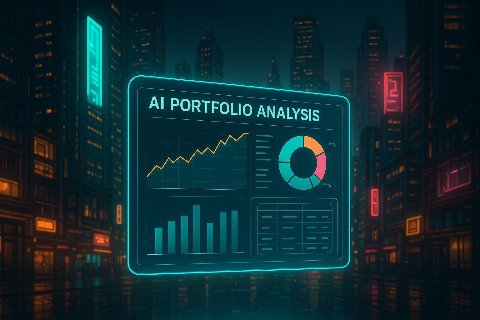 AI Portfolio Analysis Dashboard in Futuristic Cyber City Environment