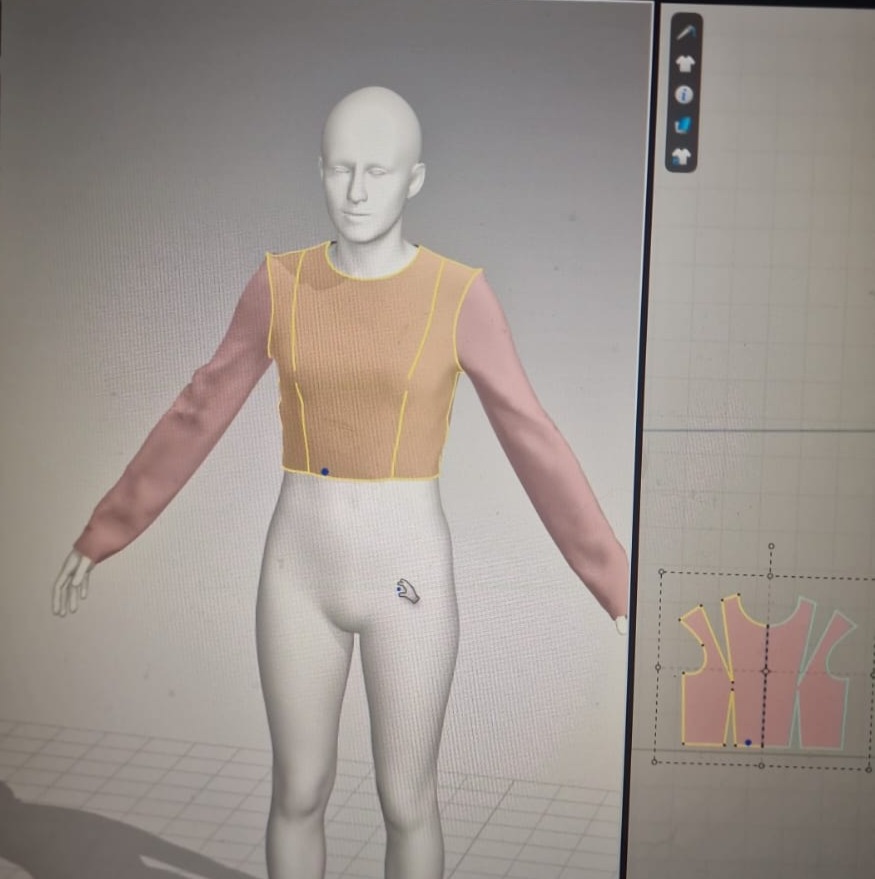 3D Fashion Design of Long Sleeve Top with Digital Pattern Layout