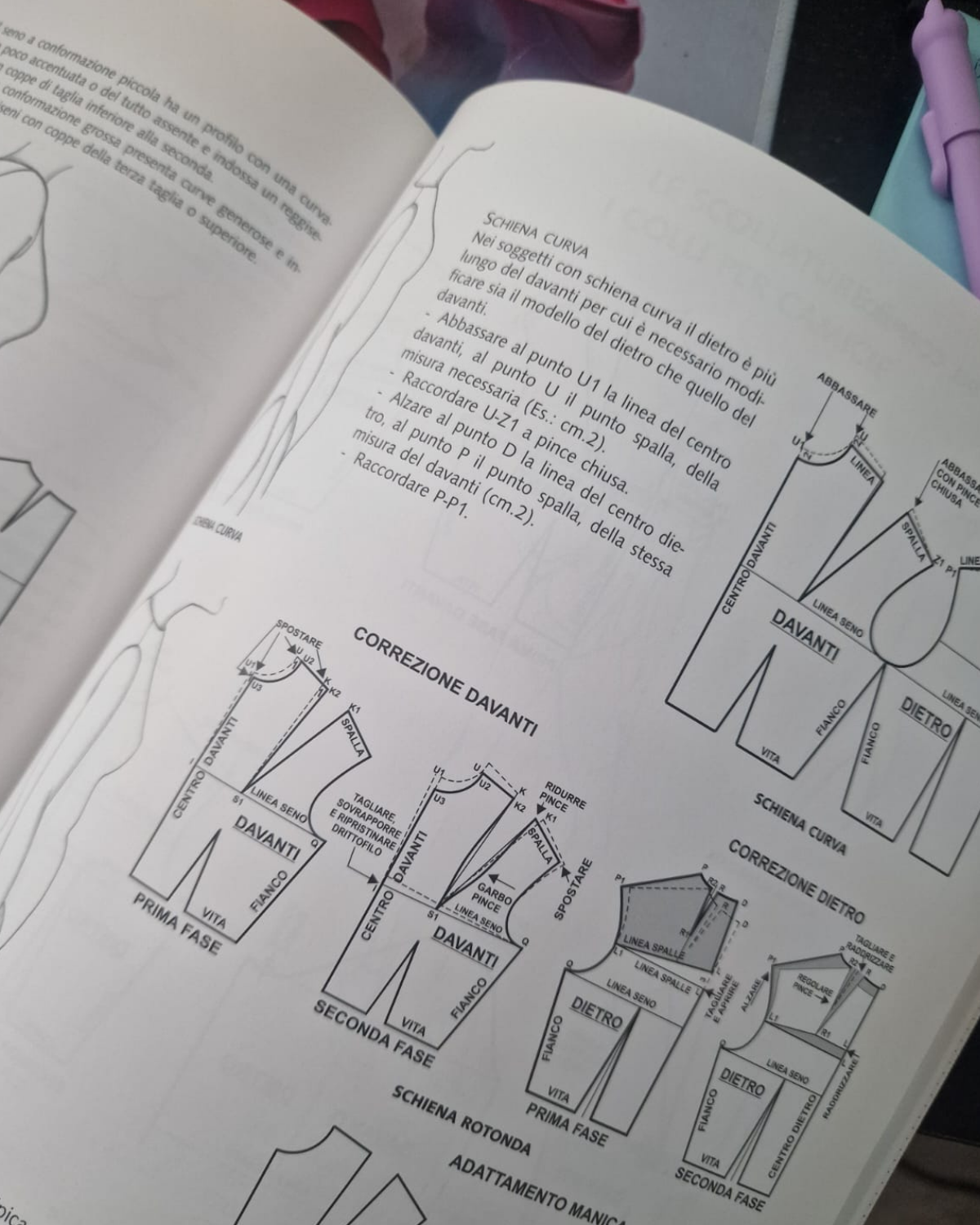 Illustrations and Instructions for Clothing Pattern Adjustments for Front and Curved Back