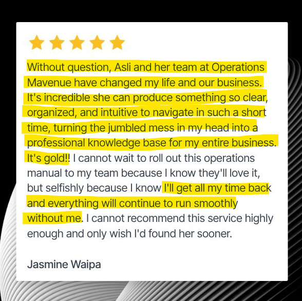 Customer Testimonial Highlighting the Impact of a Clear and Organized Operations Manual