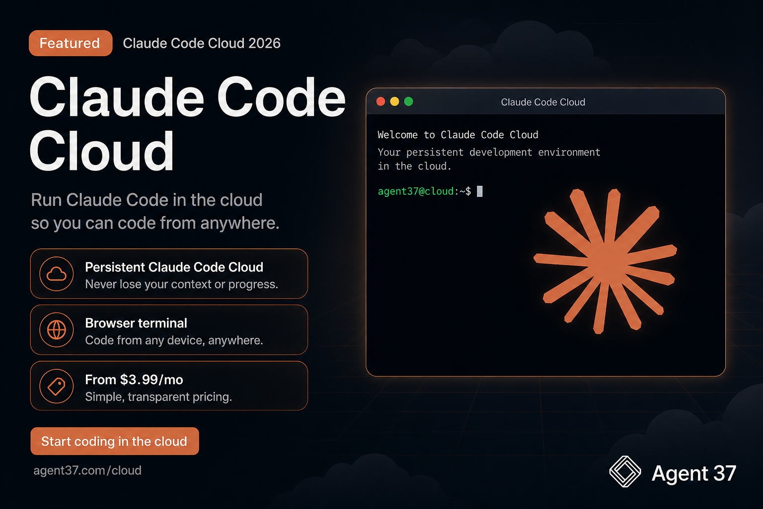 Claude Code cloud hosting comparison Anthropic sessions vs Agent 37 persistent cloud